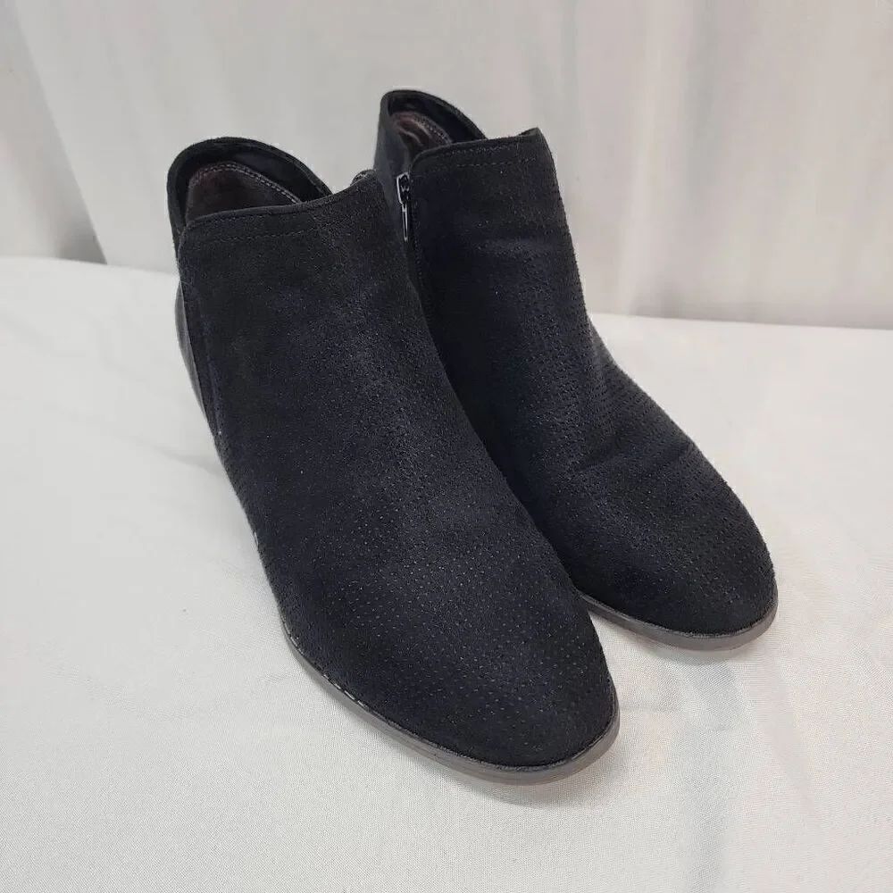 Life Stride Size 11 Wide Black Blake Ankle Booties Zip Comfort